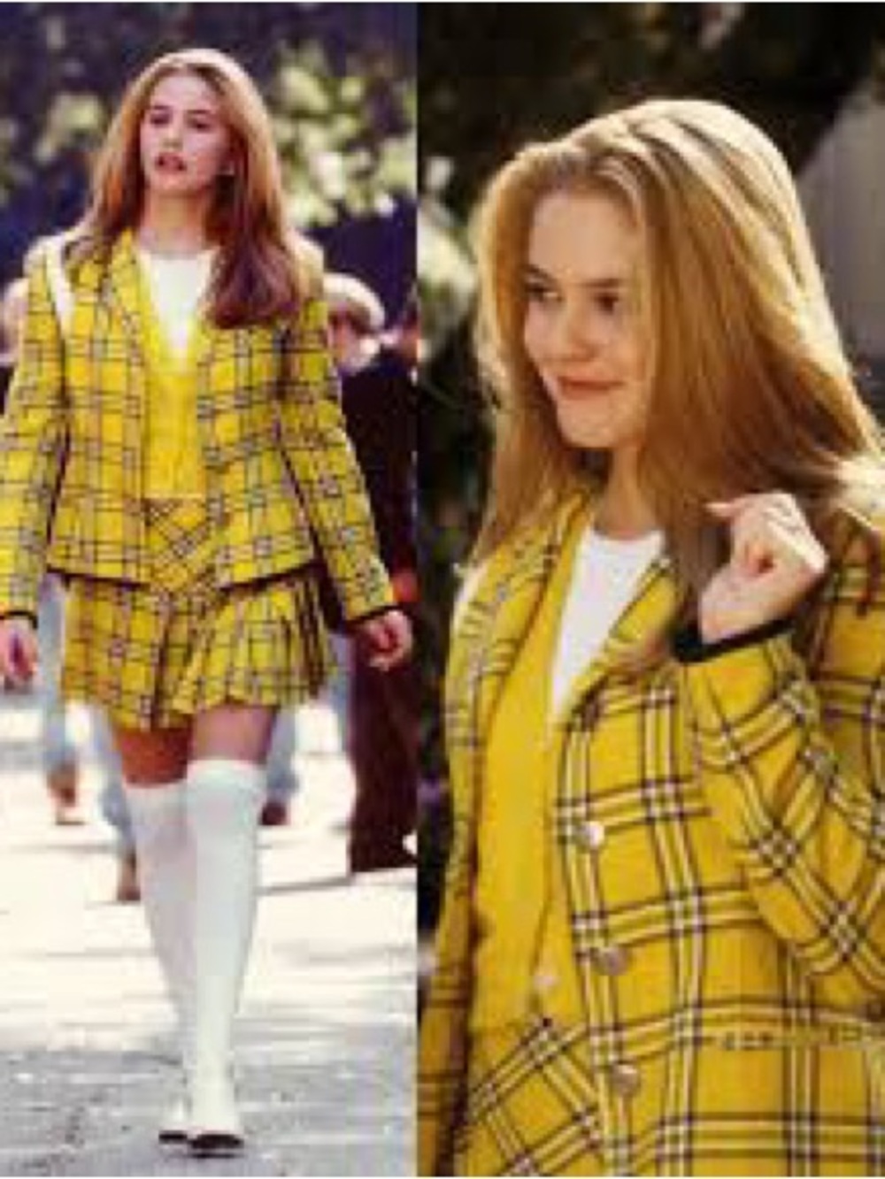 Clueless Cher Horowitz Costume Set Yellow Plaid Blazer Skirt & Attached Vest 90s